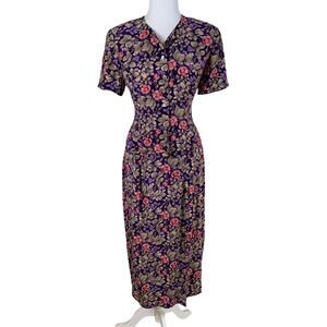 Vintage Jennifer Moore Petites 2-Piece 100% Silk Skirt Set 10P Floral Print